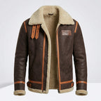 Men’s Brown B-3 Aviator Sheepskin Shearling Bomber Jacket
