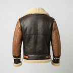 Men’s Brown B-3 Aviator Sheepskin Shearling Bomber Jacket