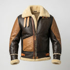 Men’s Brown B-3 Aviator Sheepskin Shearling Bomber Jacket