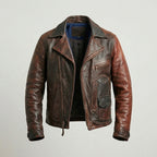 Men’s 1920s Vintage D-Pocket Distressed Leather Jacket