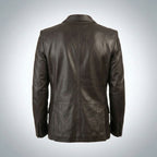 Men’s Classic Black Leather Blazer Coat