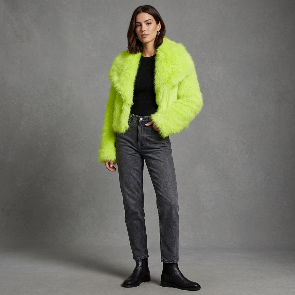 Lime Green Faux Fur Jacket
