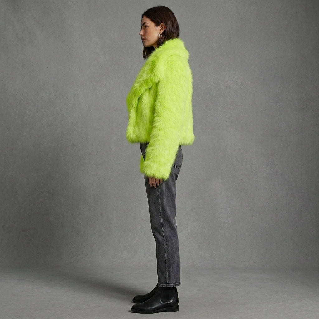 Lime Green Faux Fur Jacket