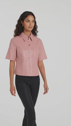 Women’s Blush Pink Leather Shirt Top