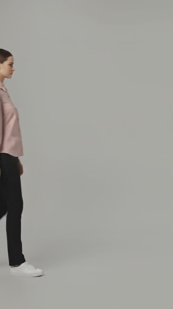 Blush Faux Leather Puff Sleeve Shirt