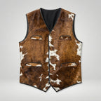 Men’s Vintage 80s Cowhide Hair-On Leather Western Vest