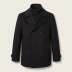 Men’s Black Navy Wool Peacoat – Classic Double-Breasted Winter Coat